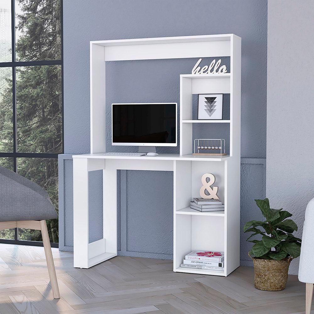 Carroll Computer Desk with Hutch and Storage Shelves. Picture 4