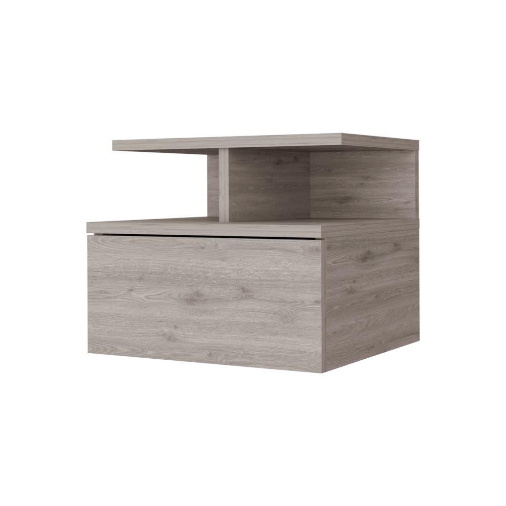 Augusta Floating Nightstand with 2-Tier Shelf and 1-Drawer. Picture 1