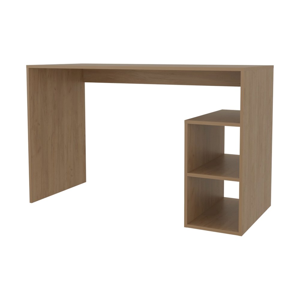 Sanders Computer Desk in Melamine with Open Storage, Natural Oak. Picture 1