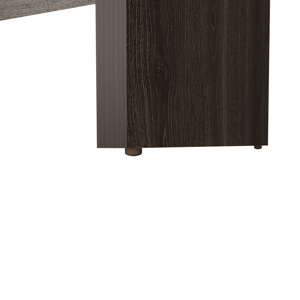 Rough Rock Minimalist Home Office Work Desk with Cable Management , Dark Walnut. Picture 7