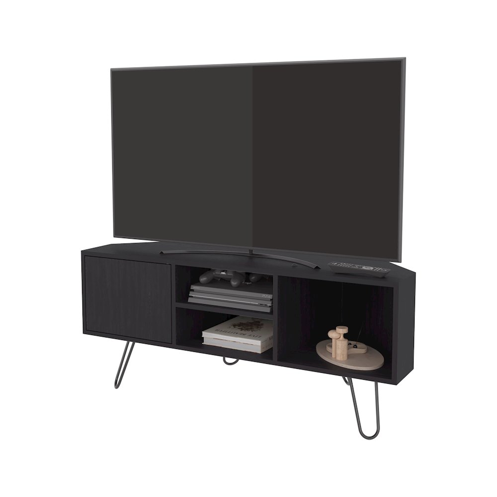 Fredonia Tv Stand 65" with a Door and Open Storage, Wengue. Picture 5