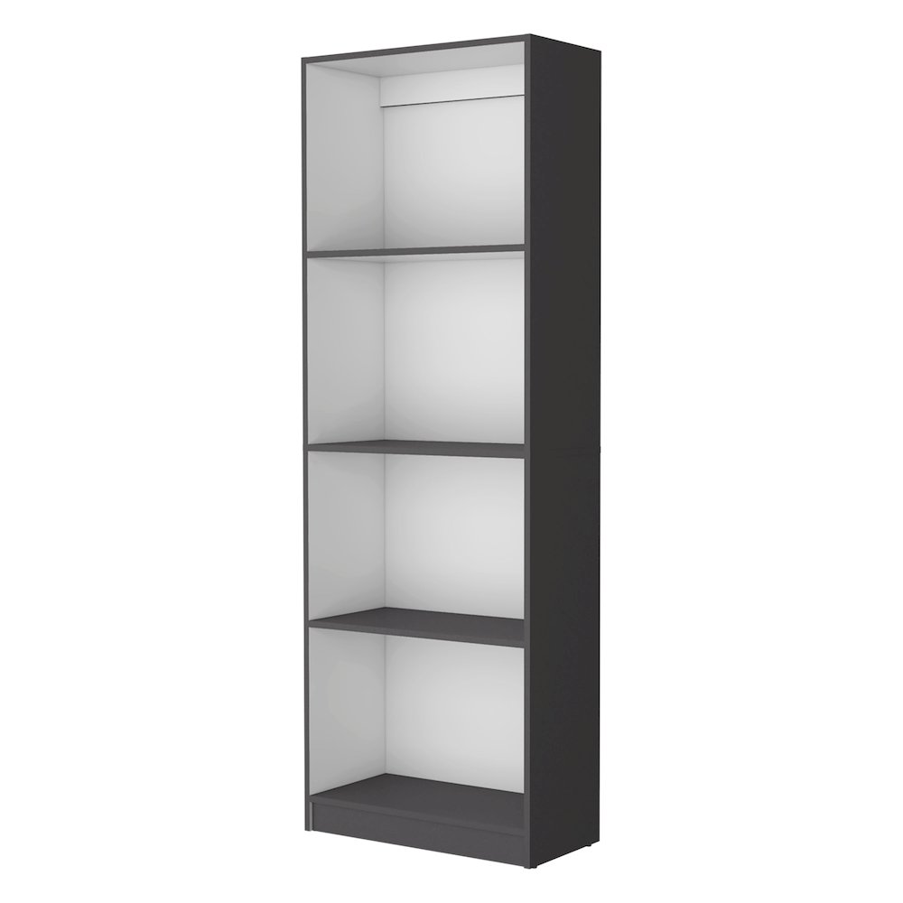 Sutton Bookcase with Tier Storage Shelves, Matt Gray / White. Picture 1