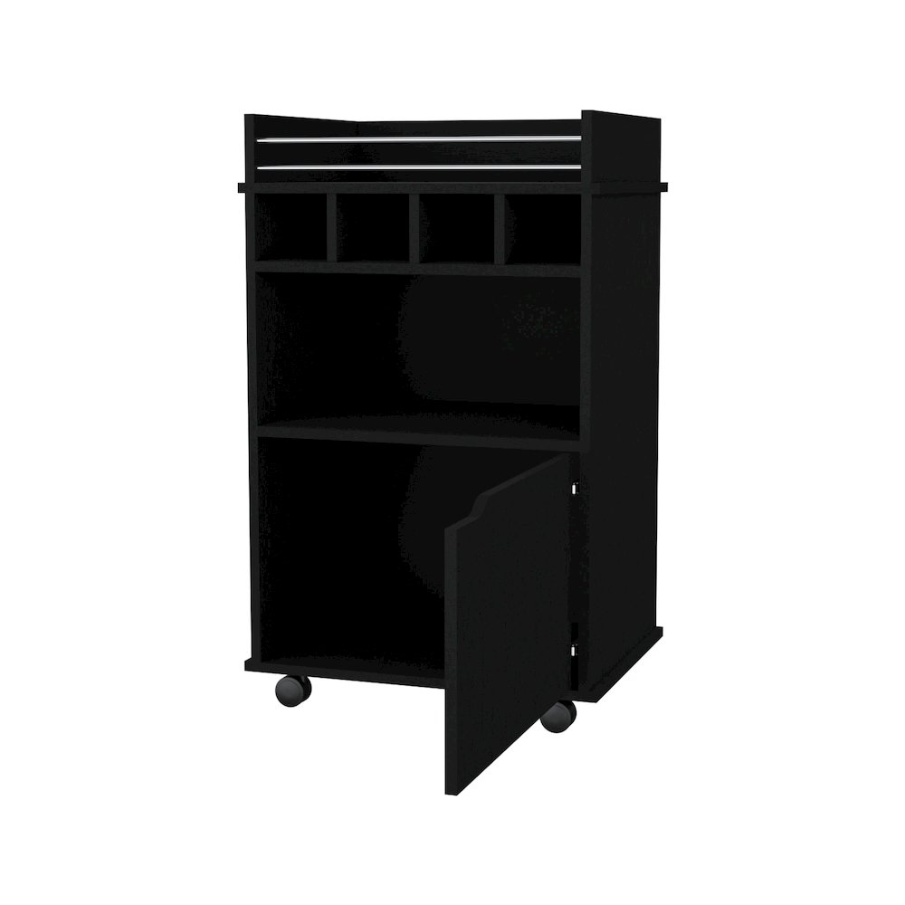 Crozier Bart Cart, with 1 shelf, 1 door and four built-in wine rack,Wenge. Picture 3