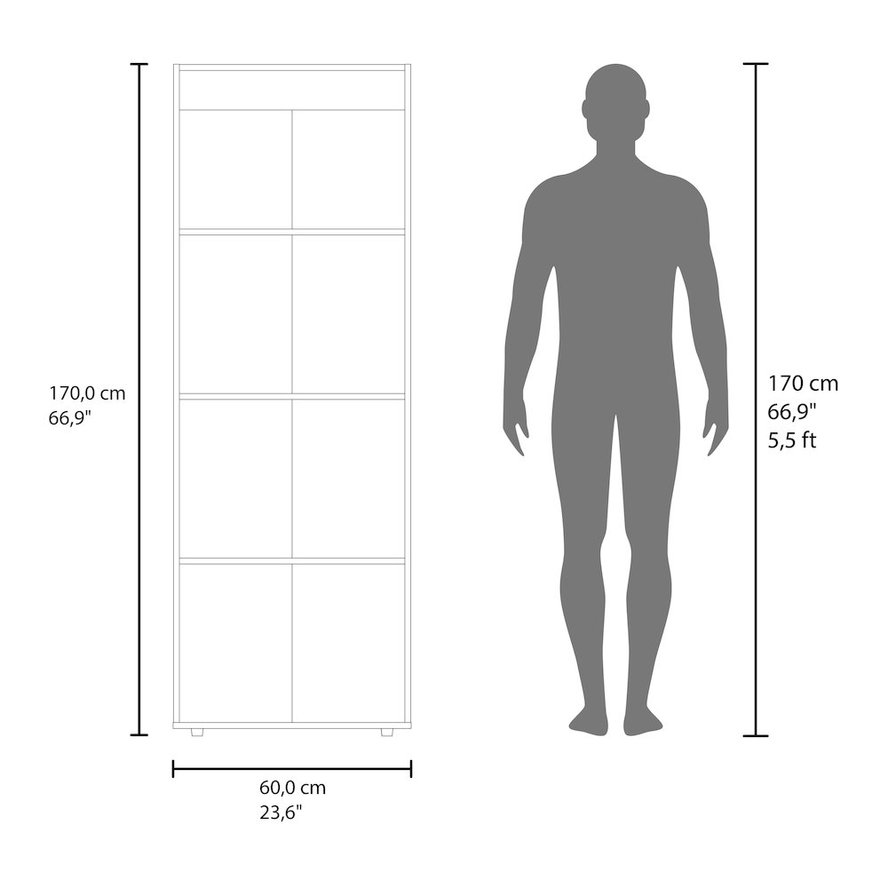 2-Door Wardrobe Cabinet, 4 Shelves, Vertical Storage, 66.9"H – Bedroom, White. Picture 3