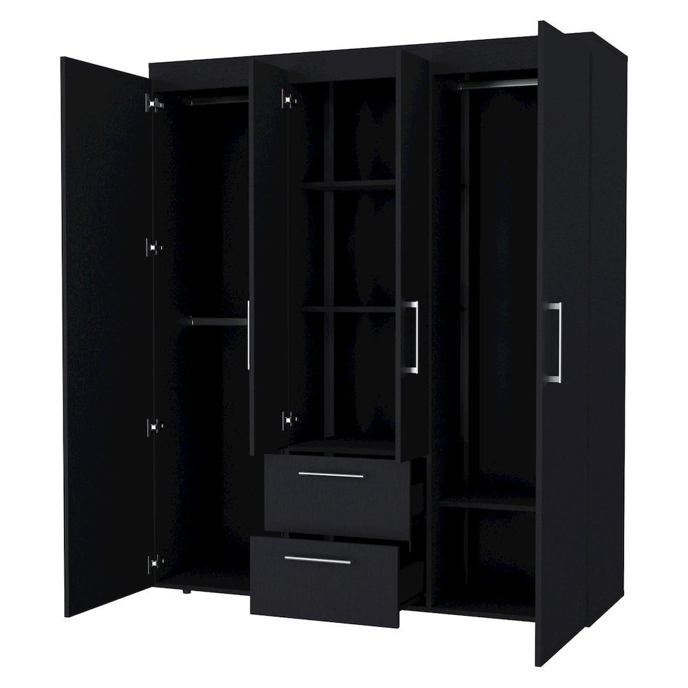 Boyden Wardrobe, All-in-One 2-Door Armoire with Central Storage ,Wenge. Picture 3