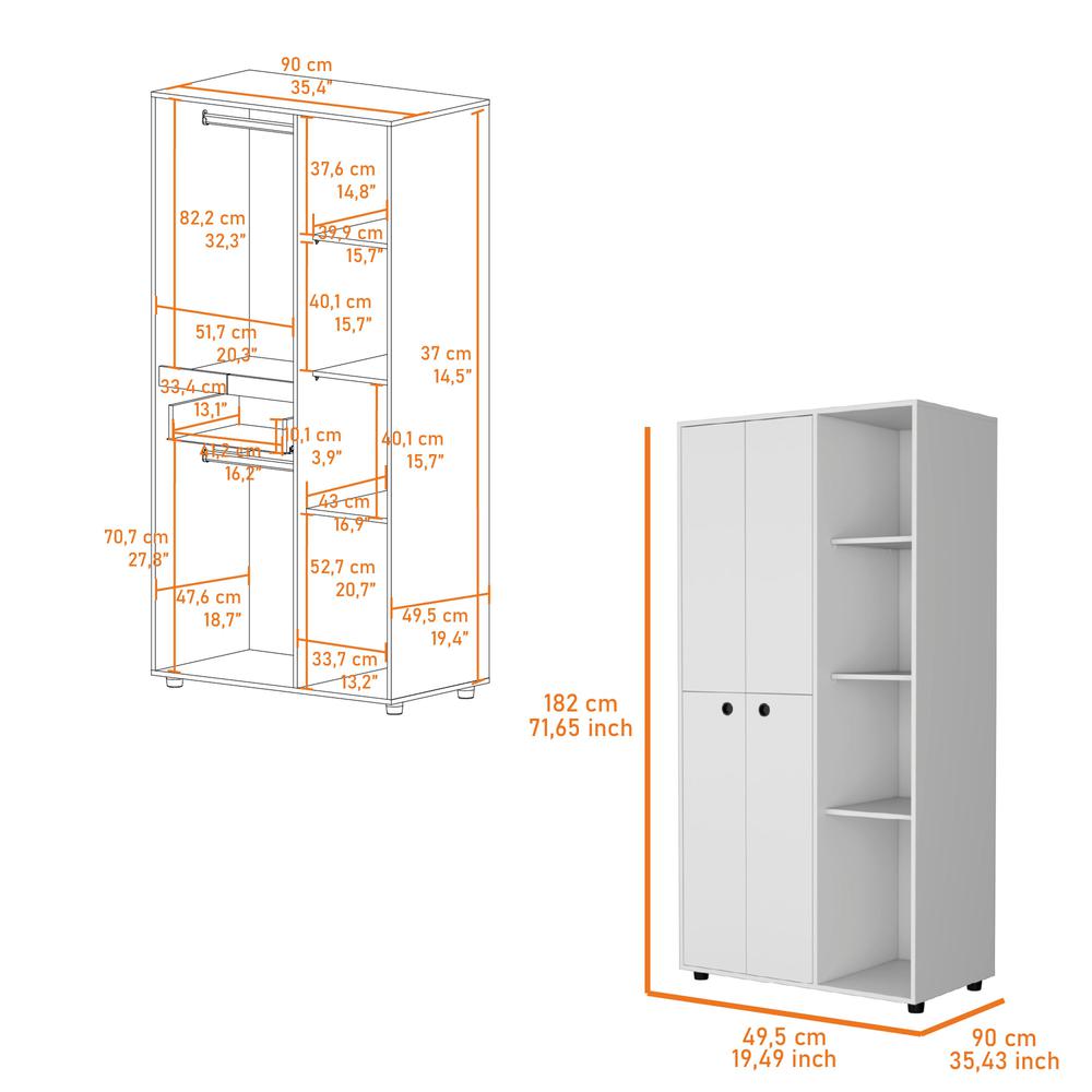 Bethel Armoire Closet with 1-Drawer, Storage Cabinets and Hanging Rods. Picture 2