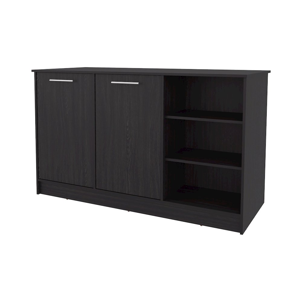 Red Rock Kitchen Island with 2 Doors and Open Storage, Wengue. Picture 1