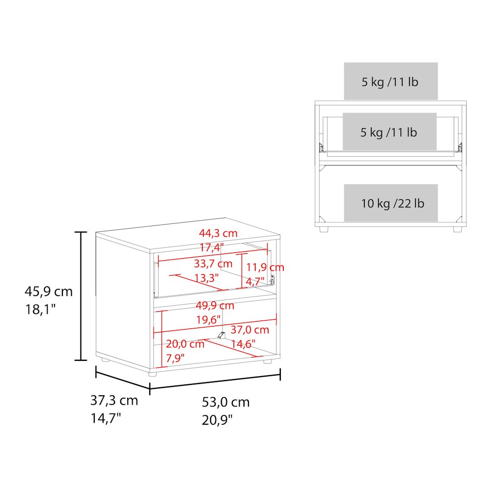 Round Rock Nightstand with a Drawer, Stained Walnut. Picture 2