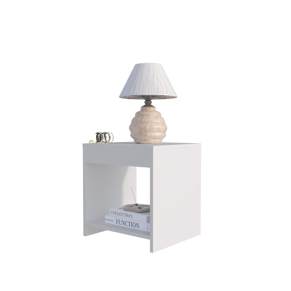 Anegam Nightstand with Open Storage, White. Picture 4