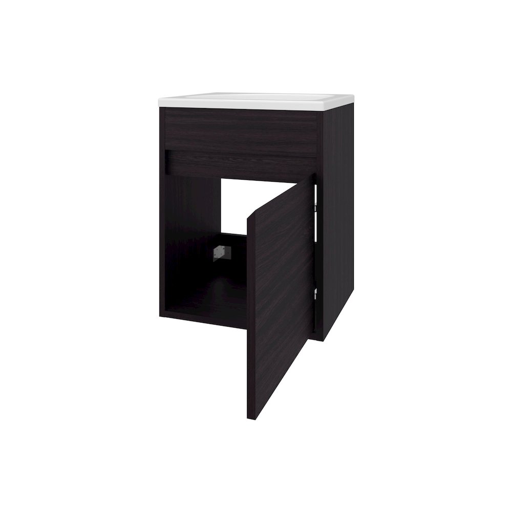 Wengue Bathroom Floating Vanity with Sink, 1 Door, Wengue. Picture 6