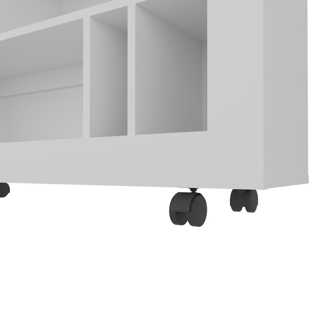 Cowlic Console Table in Melamine with Open Storage, White. Picture 6