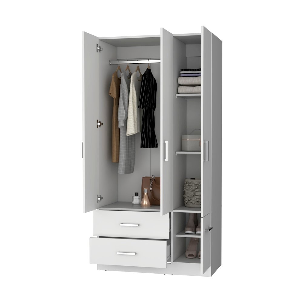 Douglas Armoire in melamine, two drawers, hanging rod and 4 doors.. Picture 6