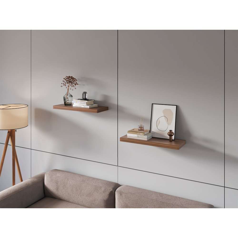 Iva Floating Shelf in Melamine x2,Walnut. Picture 6