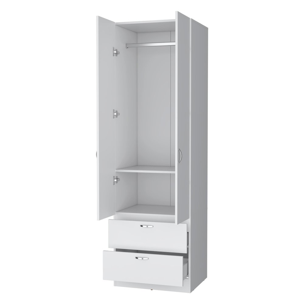 Tall Mayer Wardrobe in Melamine with Two Doors and Two Drawers. Picture 3