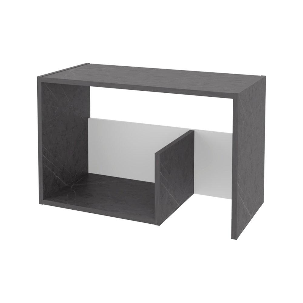 Vega Side Table in melamine with open storage,Onix and White. Picture 1