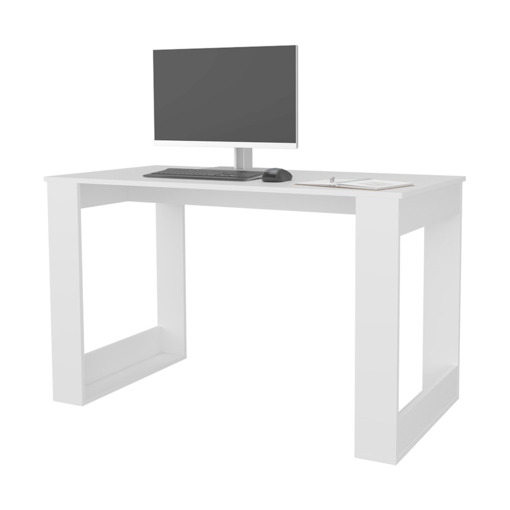 Aurora Writing Computer Desk with Ample Work Surface, White. Picture 7