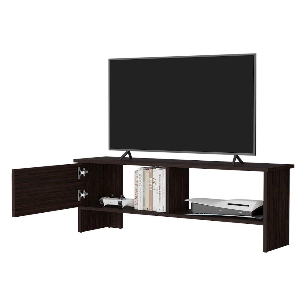 Rock Point Entertainment Center with a Door and Open Storage,  Stained Walnut. Picture 5
