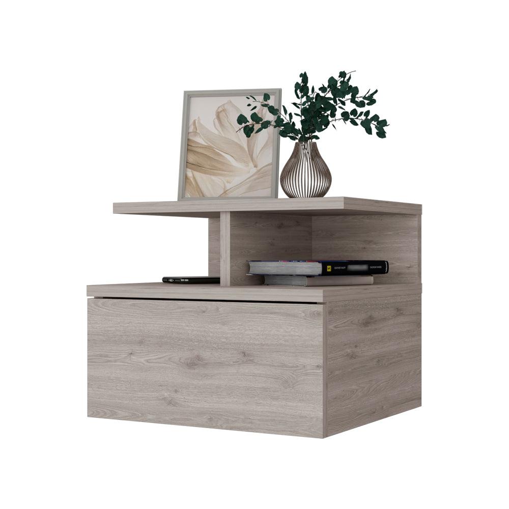Augusta Floating Nightstand with 2-Tier Shelf and 1-Drawer. Picture 6