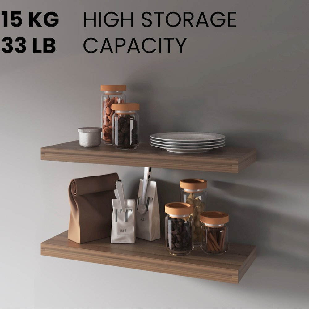 Iva Floating Shelf in Melamine x2,Natural Walnut. Picture 7