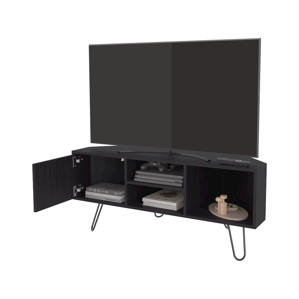 Fredonia Tv Stand 65" with a Door and Open Storage, Wengue. Picture 8