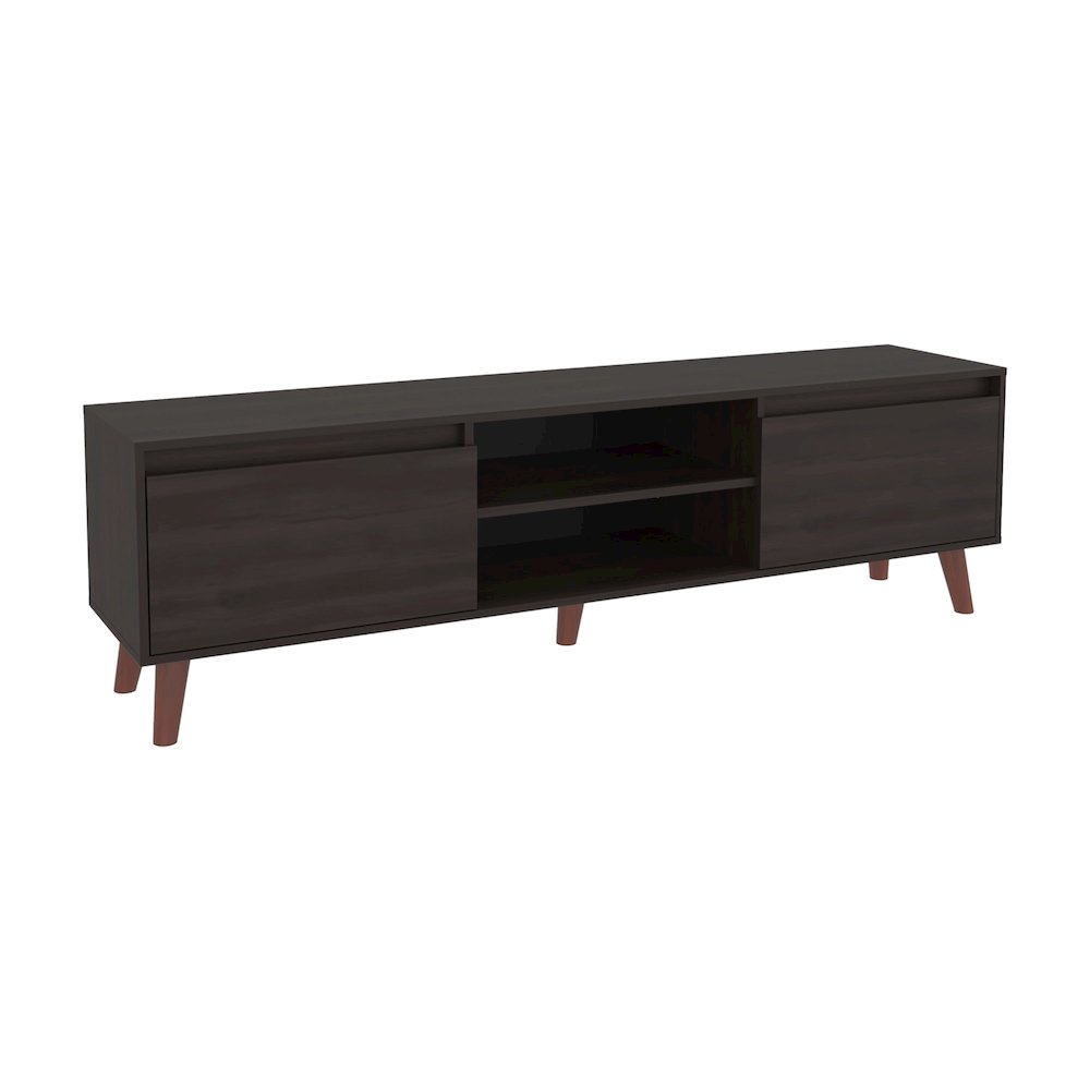 TV Stand, Modern Entertainment Console with Cabinets and Open Shelves. Picture 1