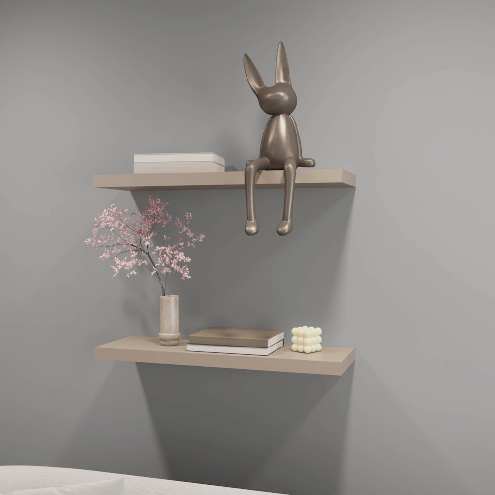 Iva Floating Shelf in Melamine x2, Taupe. Picture 7
