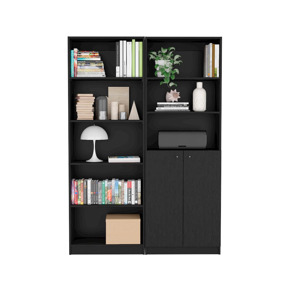 Reid 2 Piece Living Room Set with 2 Bookcases, Wenge. Picture 5