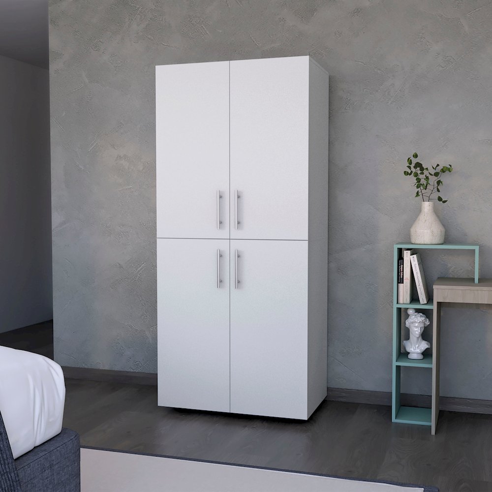 Hazel Armoire in melamine with 2 doors , 4 shelves and 2 clothes hanging bar. Picture 4