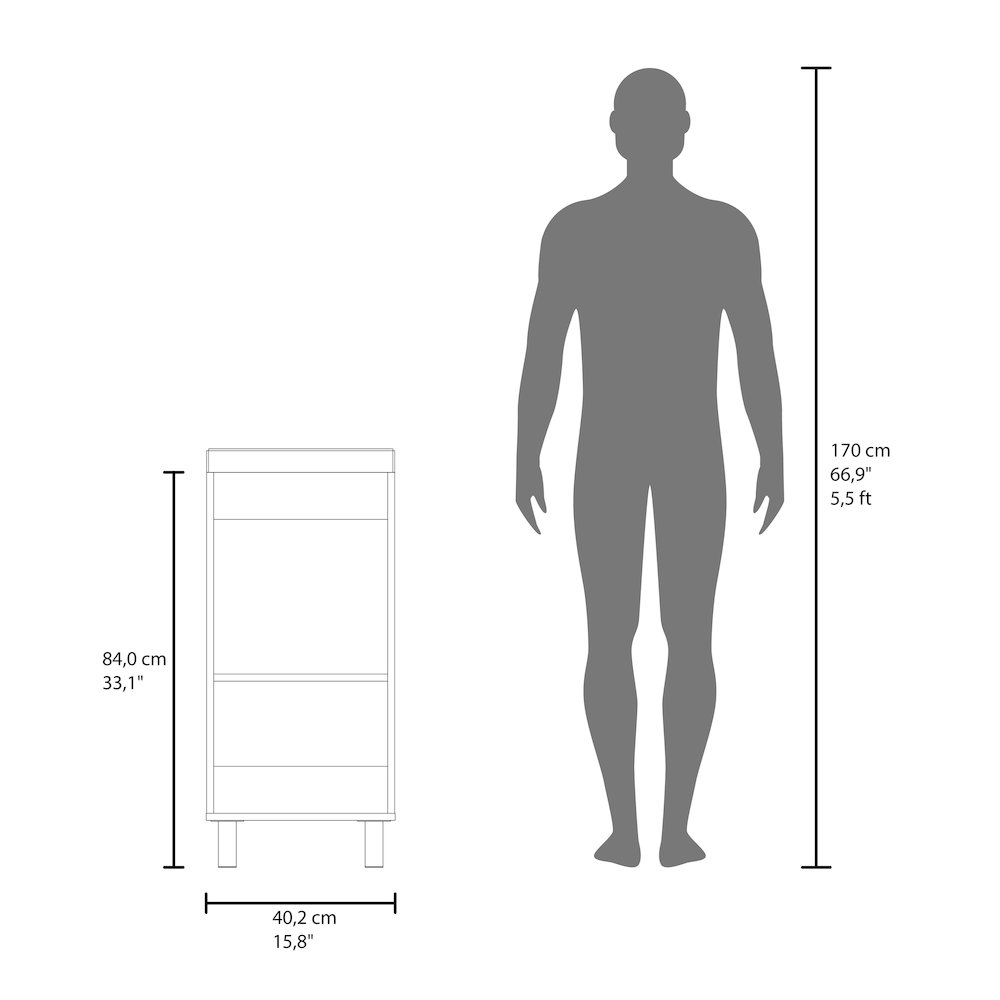 Oracle Bathroom Vanity, Single Door, Two Storage Shelves, White. Picture 7