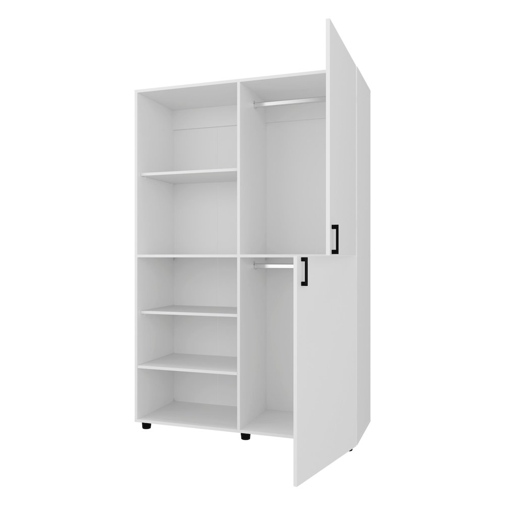 Ollie 2-Door Wardrobe with Open Storage,White. Picture 1