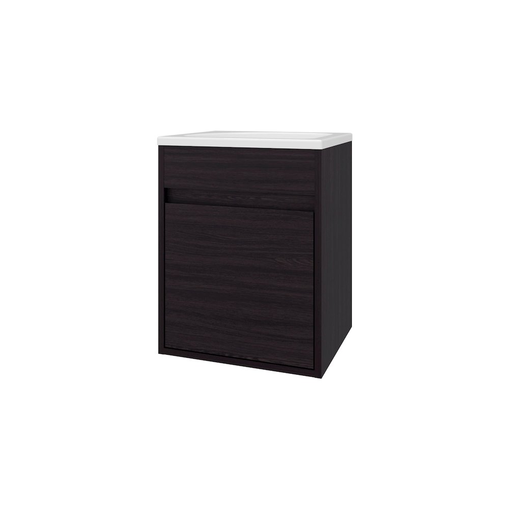 Wengue Bathroom Floating Vanity with Sink, 1 Door, Wengue. Picture 1