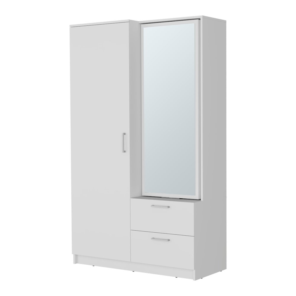 Thatcher Armoire- wardrobe, shoe storage and 2 - drawer, White. Picture 1