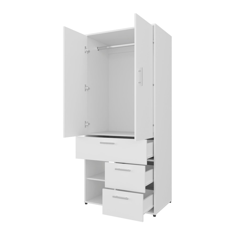 Care Free Multi-Storage Wardrobe with Rod and Shelving, White. Picture 3