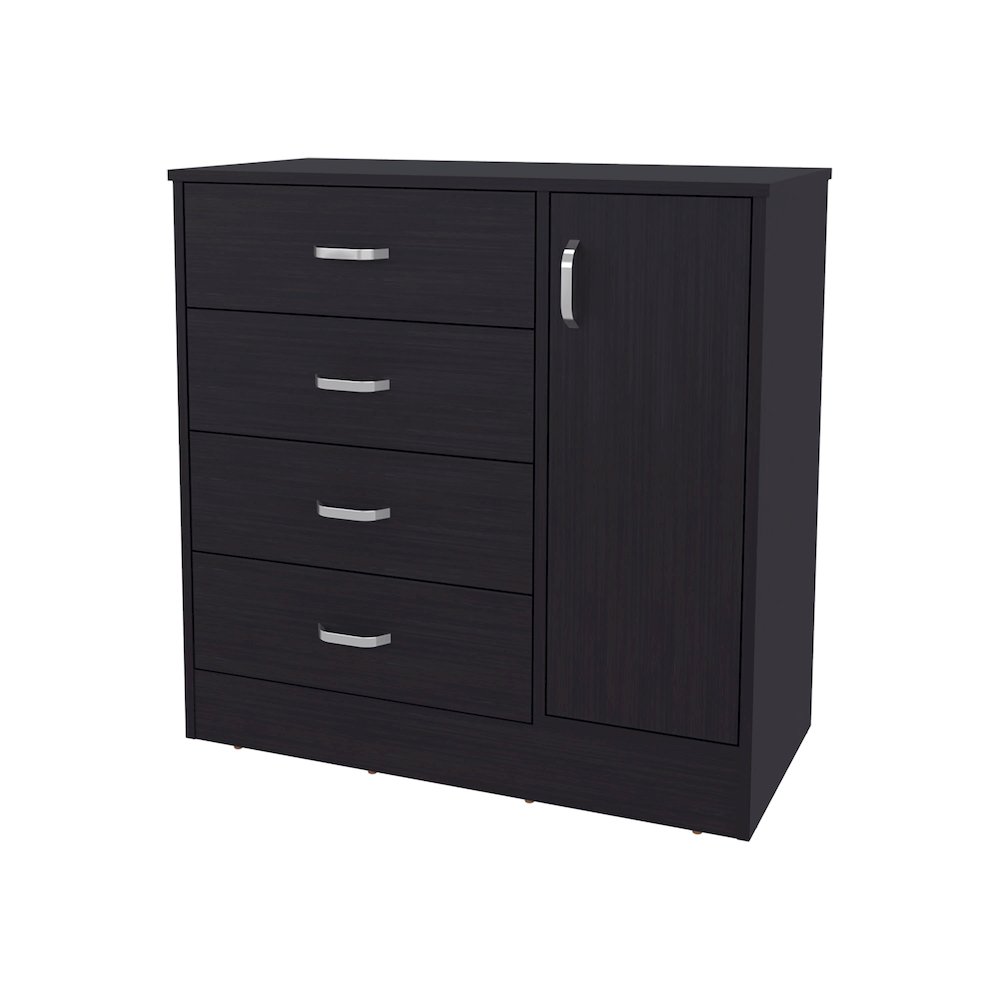 4-Drawer Dresser with Side Cabinet, Freestanding Storage Organizer, Wenge. Picture 1