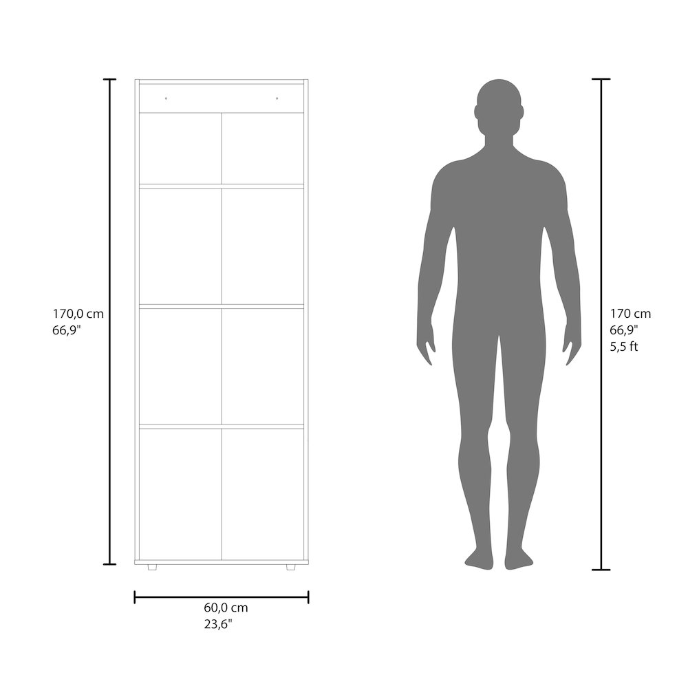 3-Door Tall Wardrobe Cabinet with 4 Shelves–Freestanding Storage Armoire, White. Picture 3