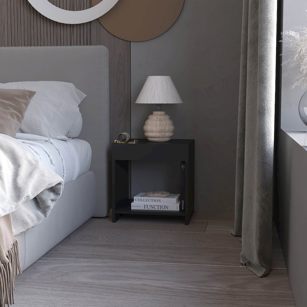 Anegam Nightstand with Open Storage, Wenge. Picture 7