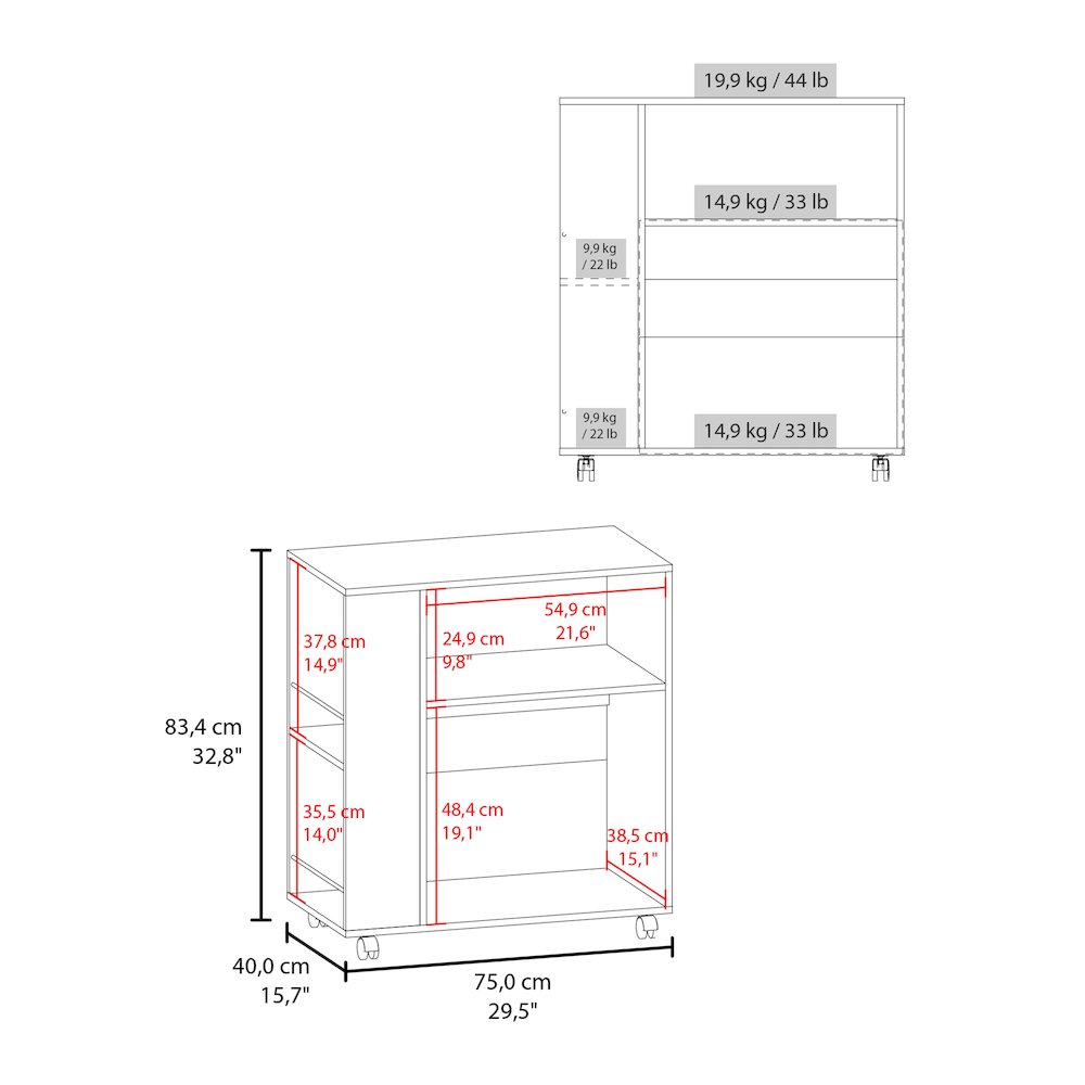 Kitchen Cart with Microwave Shelf, Open Storage, and Two-Door Cabinet, Wengue. Picture 2