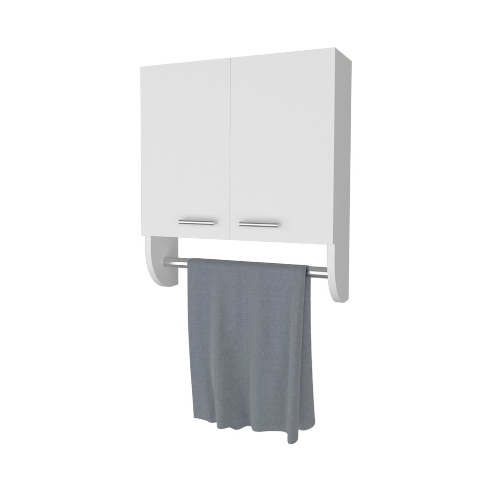 Goodyear Medicine Cabinet in Melamine With a Towel Bar, White. Picture 7
