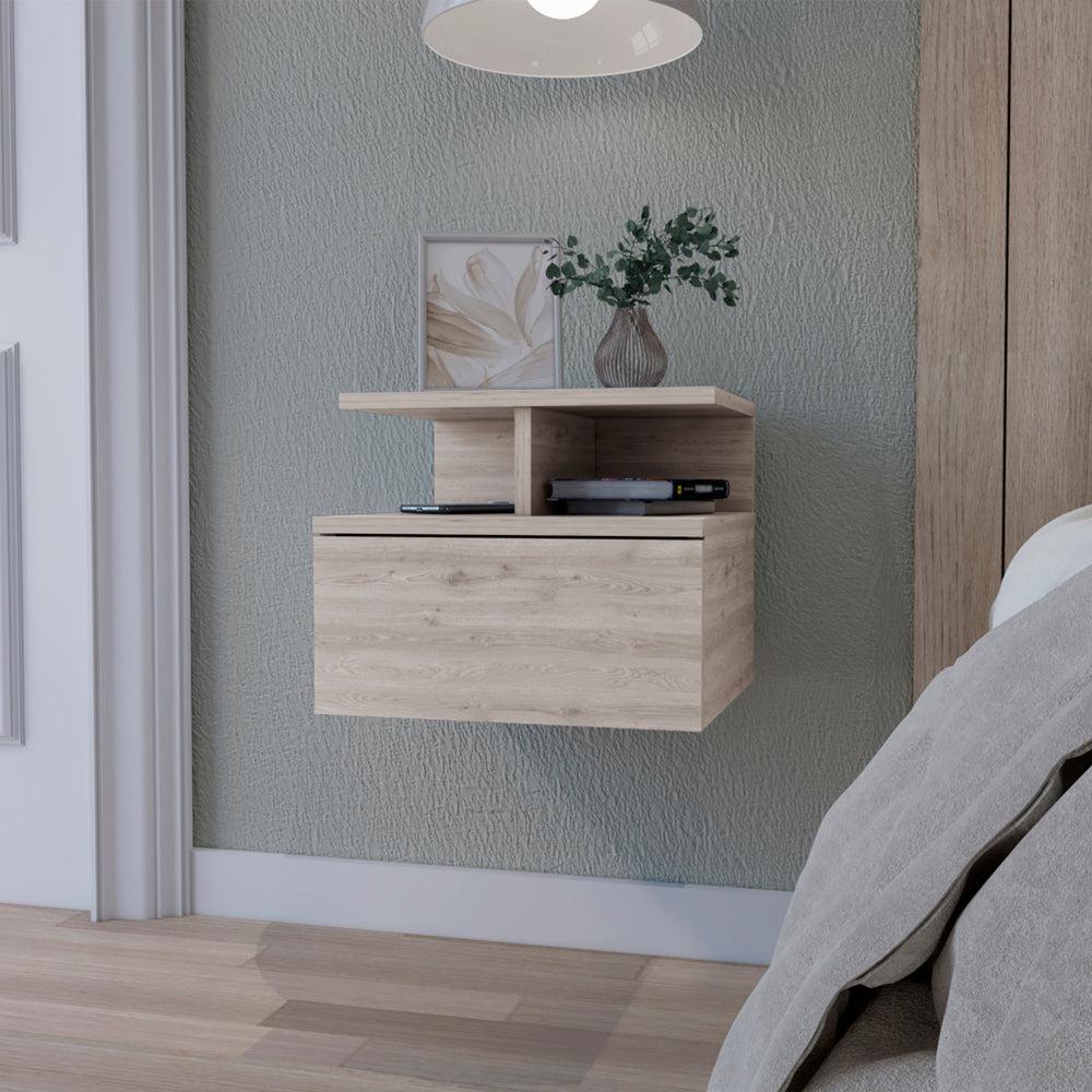 Augusta Floating Nightstand with 2-Tier Shelf and 1-Drawer. Picture 4