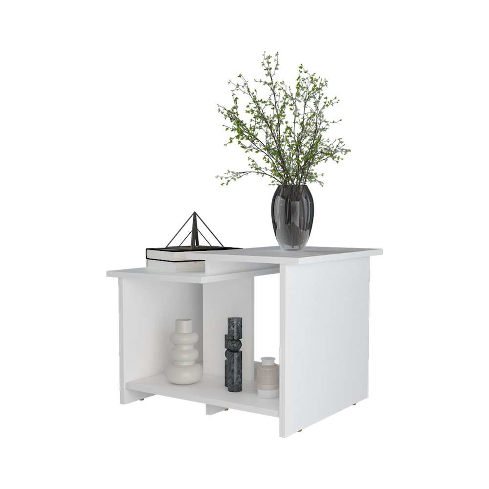 Naco Coffee Table with Open Storage, Melamine Finish, White. Picture 4