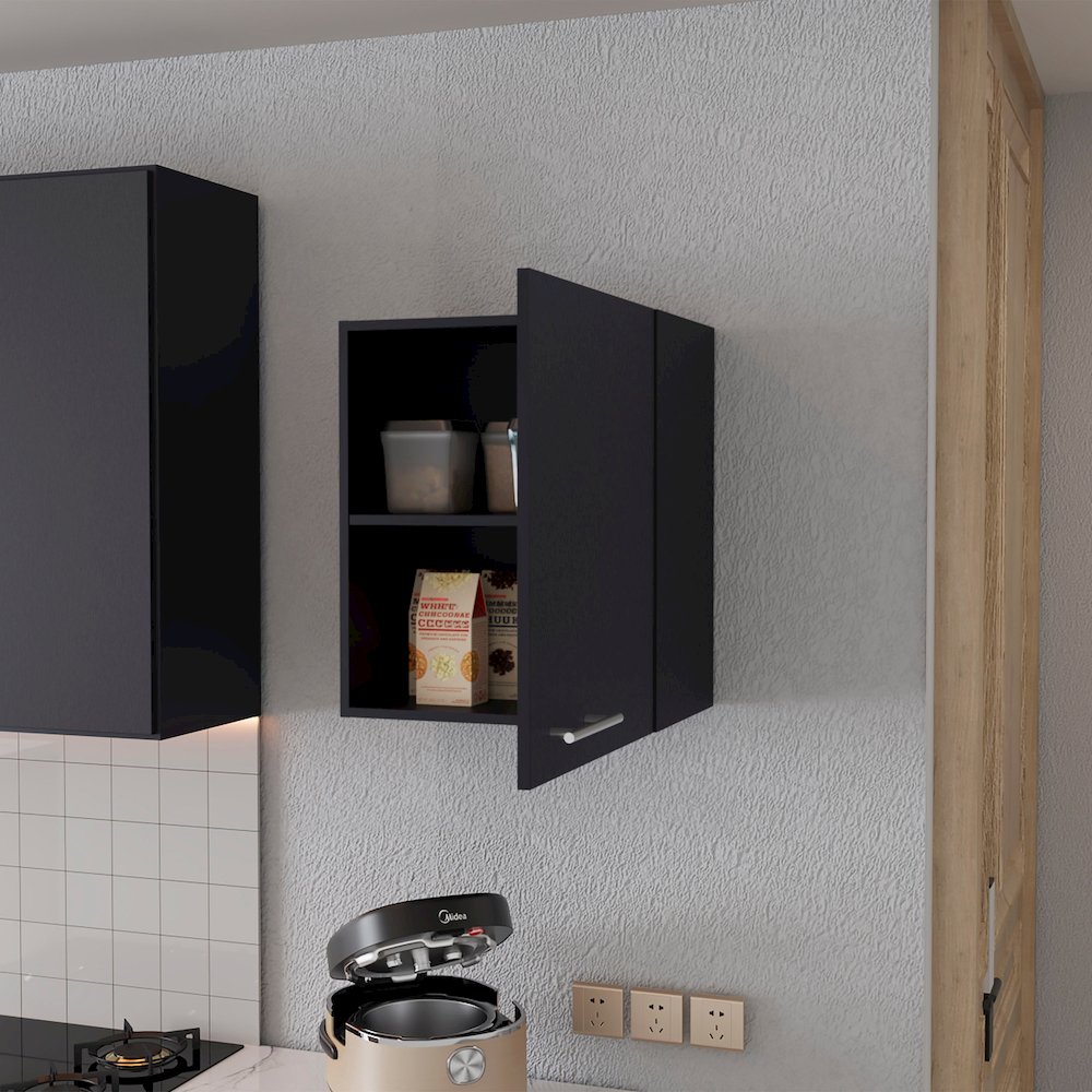 So- Hi Wall Cabinet in melamine with one door,Wenge. Picture 3