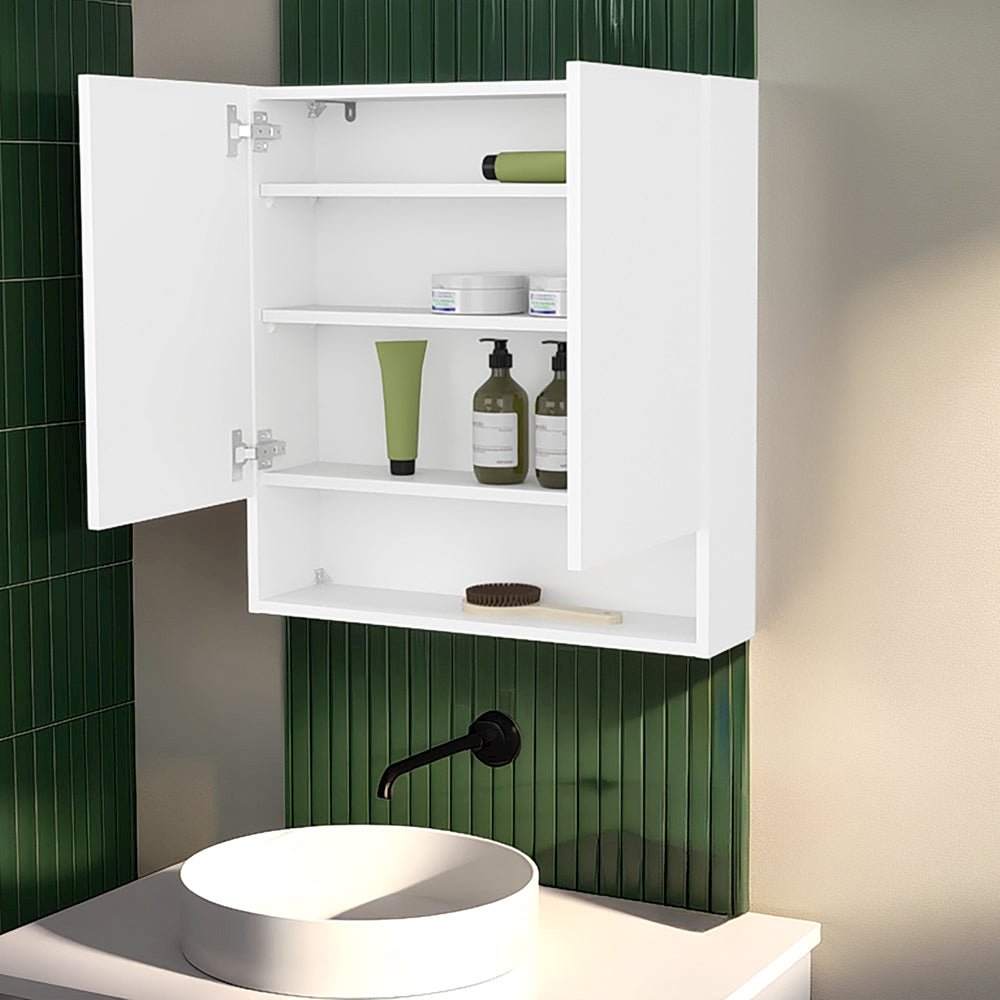 Wall-Mounted Medicine Cabinet, Two Doors, Three Interior Shelves,  White. Picture 4