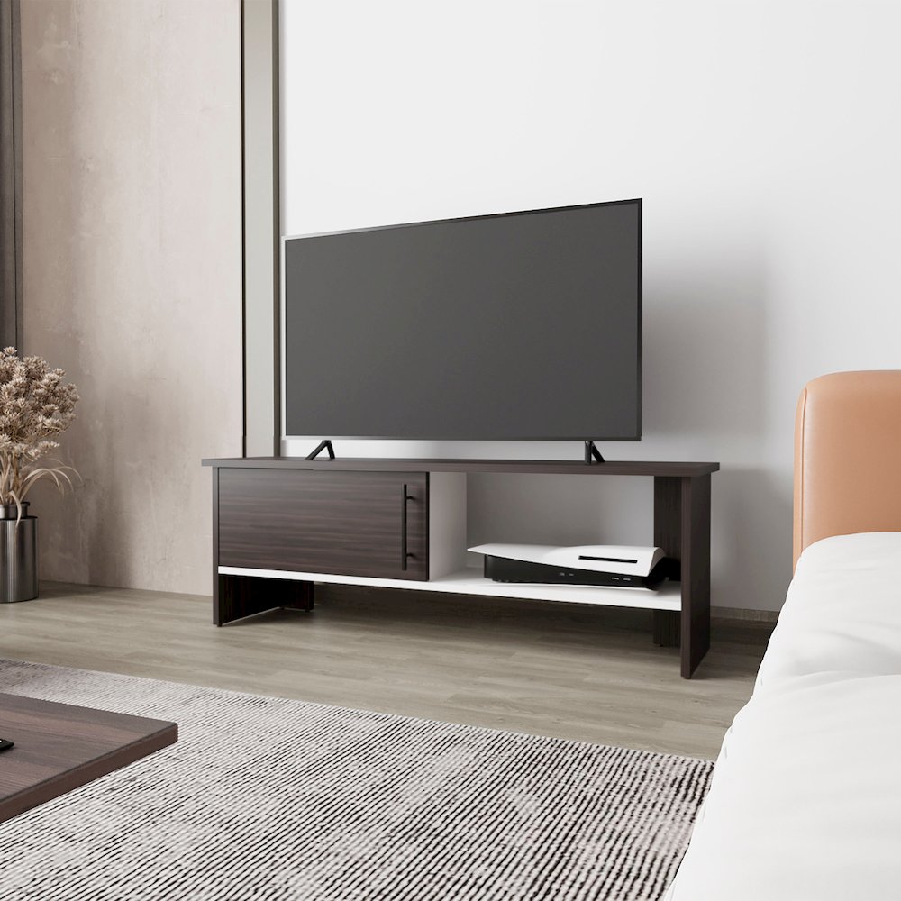 Rock Point Entertainment Center with a Door and Open Storage. Picture 4