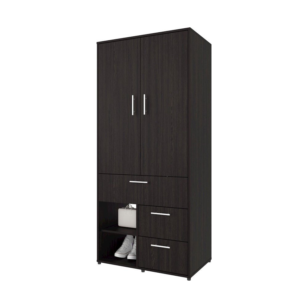 Care Free Multi-Storage Wardrobe with Rod and Shelving, Wenge. Picture 2
