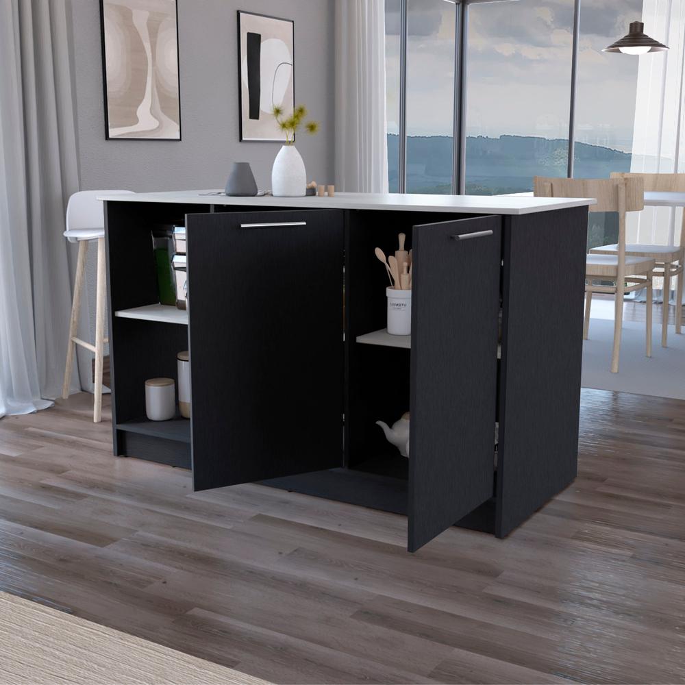 Mercury Kitchen Island with spacious Countertop, Double Door Cabinets. Picture 3