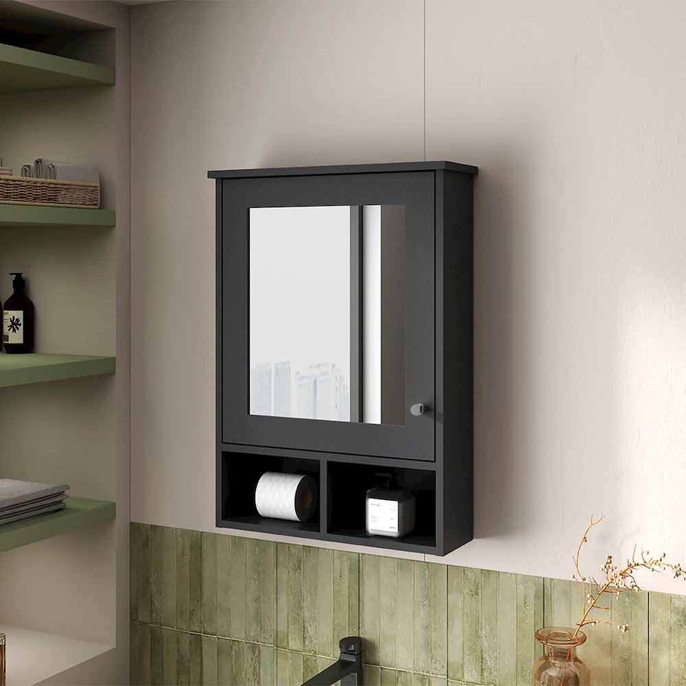 Poston Medicine Cabinet With a Door And Included Mirror, Wenge. Picture 7