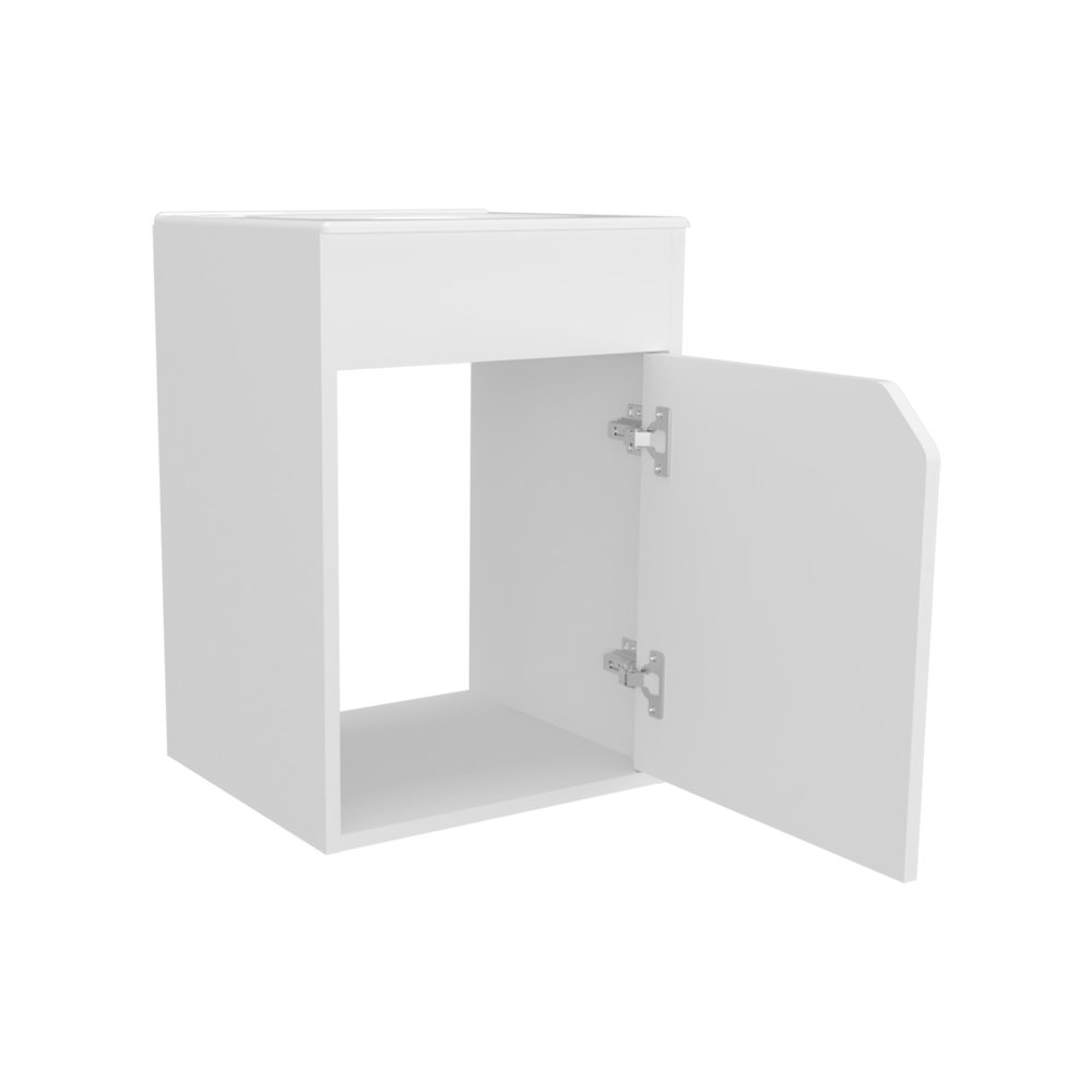 Nelson Bathroom Floating Vanity with a Door, White. Picture 6