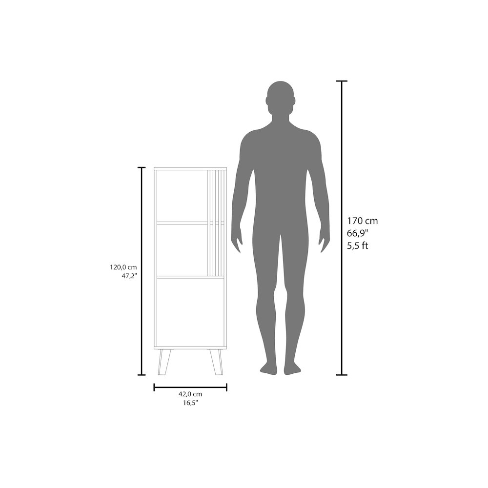 Ac Chin Storage Cabinet with a Door and Open Storage, Wengue + Natural Oak. Picture 7