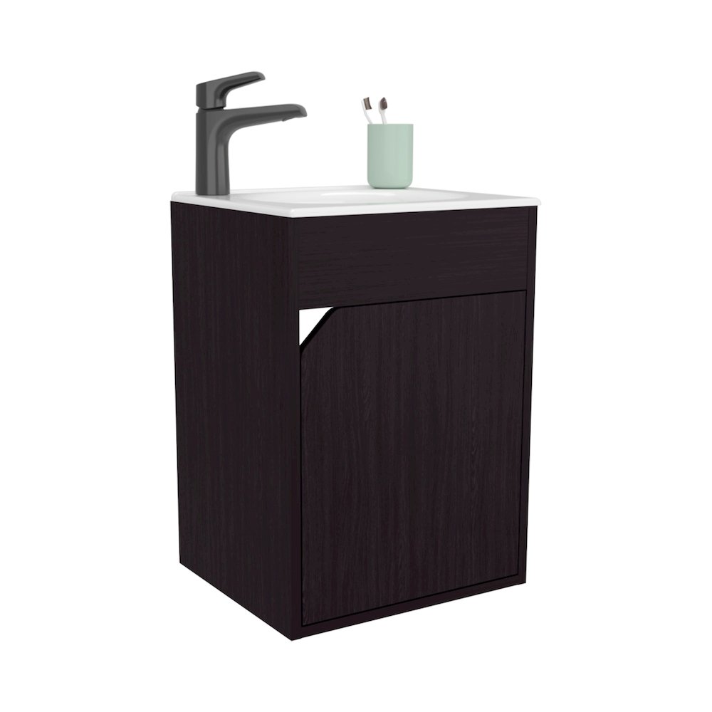 Nelson Bathroom Floating Vanity with a Door, Wengue. Picture 8