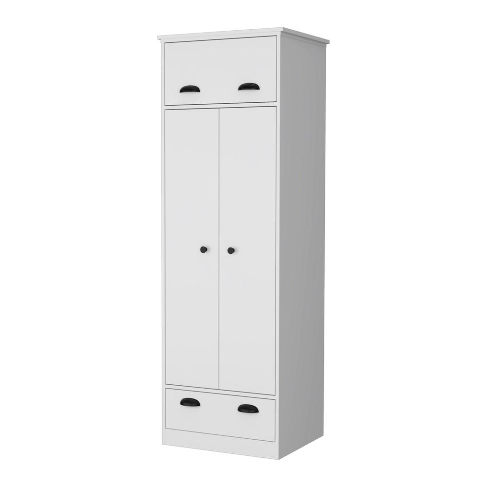 Linch Armoire with Hinged Drawer, Double Door Cabinet and 1-Drawer. Picture 1